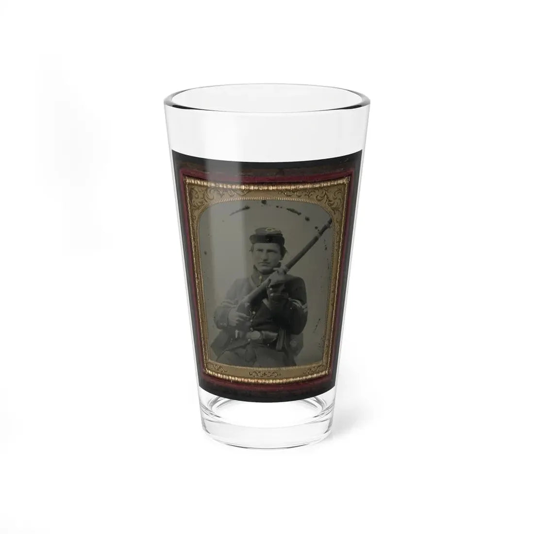 Unidentified Soldier In Union Corporal's Uniform, Infantry Kepi, And U.S. Belt Plate With Musket And Cartridge Box (U.S. Civil War) Pint Glass 16oz 16oz - Go Mug Yourself