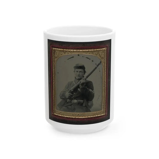 Unidentified Soldier In Union Corporal's Uniform, Infantry Kepi, And U.S. Belt Plate With Musket And Cartridge Box (U.S. Civil War) White Coffee Mug 15oz - Go Mug Yourself