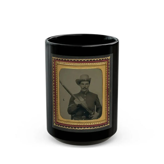 Unidentified Soldier In Union Corporal's Uniform With Musket (U.S. Civil War) Black Coffee Mug 15oz - Go Mug Yourself