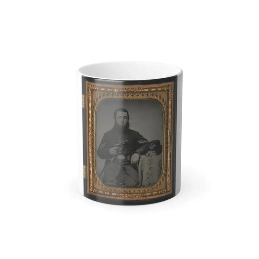 Unidentified Soldier in Union Corporal's Uniform With Revolver, Bayonet, and Hat Havelock Combination (U.S. Civil War) Color Changing Coffee Mug 11oz Default Title 11oz - Go Mug Yourself