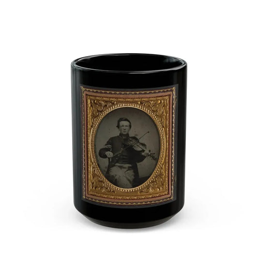 Unidentified Soldier In Union Corporal's Uniform With Viola (U.S. Civil War) Black Coffee Mug 15oz - Go Mug Yourself