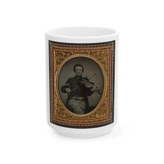 Unidentified Soldier In Union Corporal's Uniform With Viola (U.S. Civil War) White Coffee Mug 15oz - Go Mug Yourself