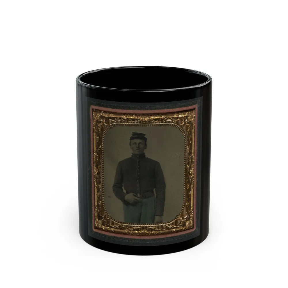 Unidentified Soldier In Union Corporal Uniform And Forage Cap (U.S. Civil War) Black Coffee Mug-11oz-Go Mug Yourself