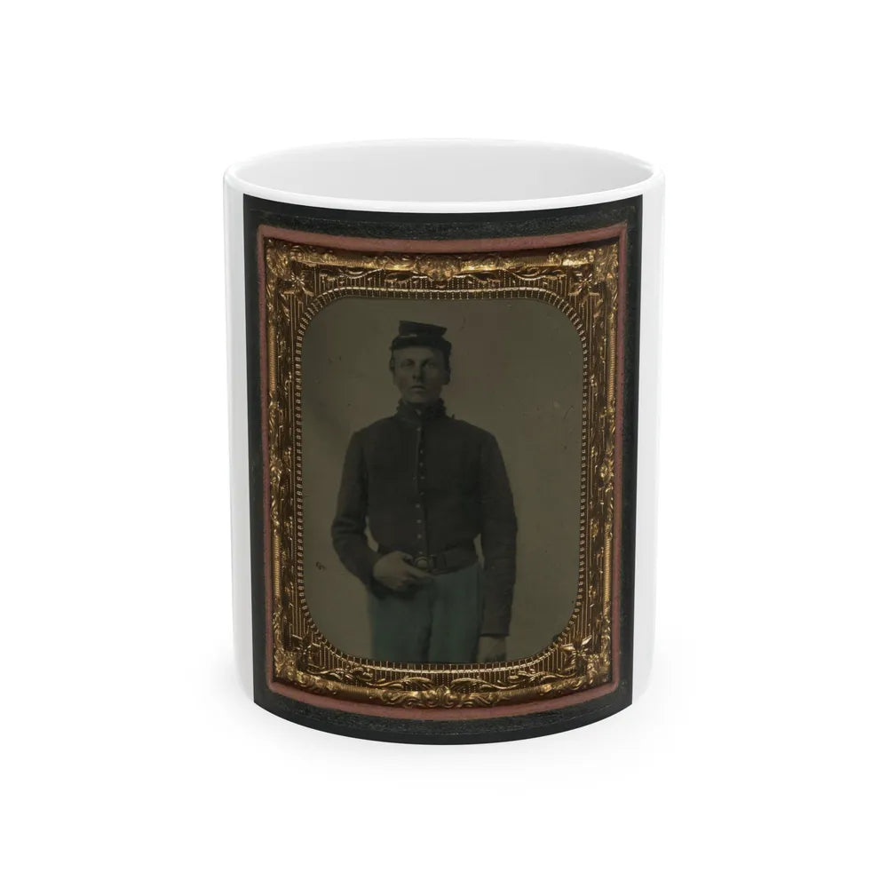 Unidentified Soldier In Union Corporal Uniform And Forage Cap (U.S. Civil War) White Coffee Mug-11oz-Go Mug Yourself
