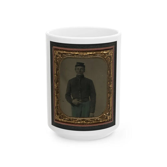 Unidentified Soldier In Union Corporal Uniform And Forage Cap (U.S. Civil War) White Coffee Mug-15oz-Go Mug Yourself