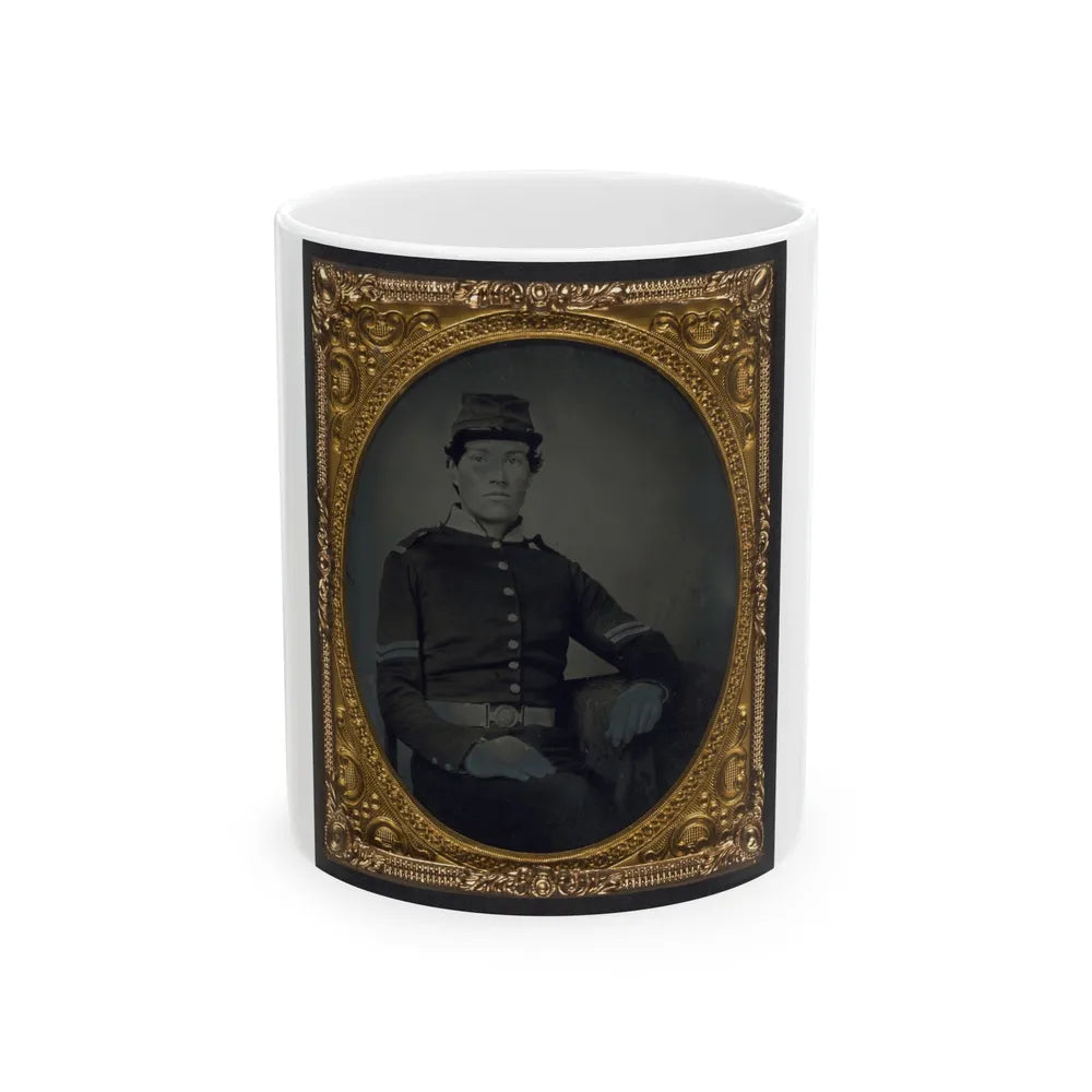 Unidentified Soldier In Union Corporal's Uniform 002 (U.S. Civil War) White Coffee Mug-11oz-Go Mug Yourself