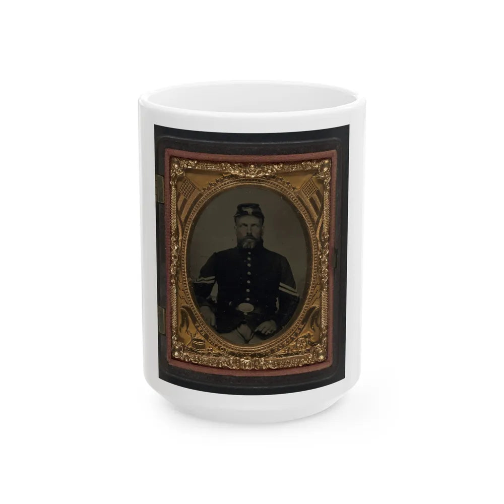 Unidentified Soldier In Union Corporal's Uniform 003 (U.S. Civil War) White Coffee Mug-15oz-Go Mug Yourself