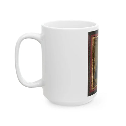 Unidentified Soldier In Union Corporal's Uniform Holding Colt Revolver To Chest (U.S. Civil War) White Coffee Mug-Go Mug Yourself