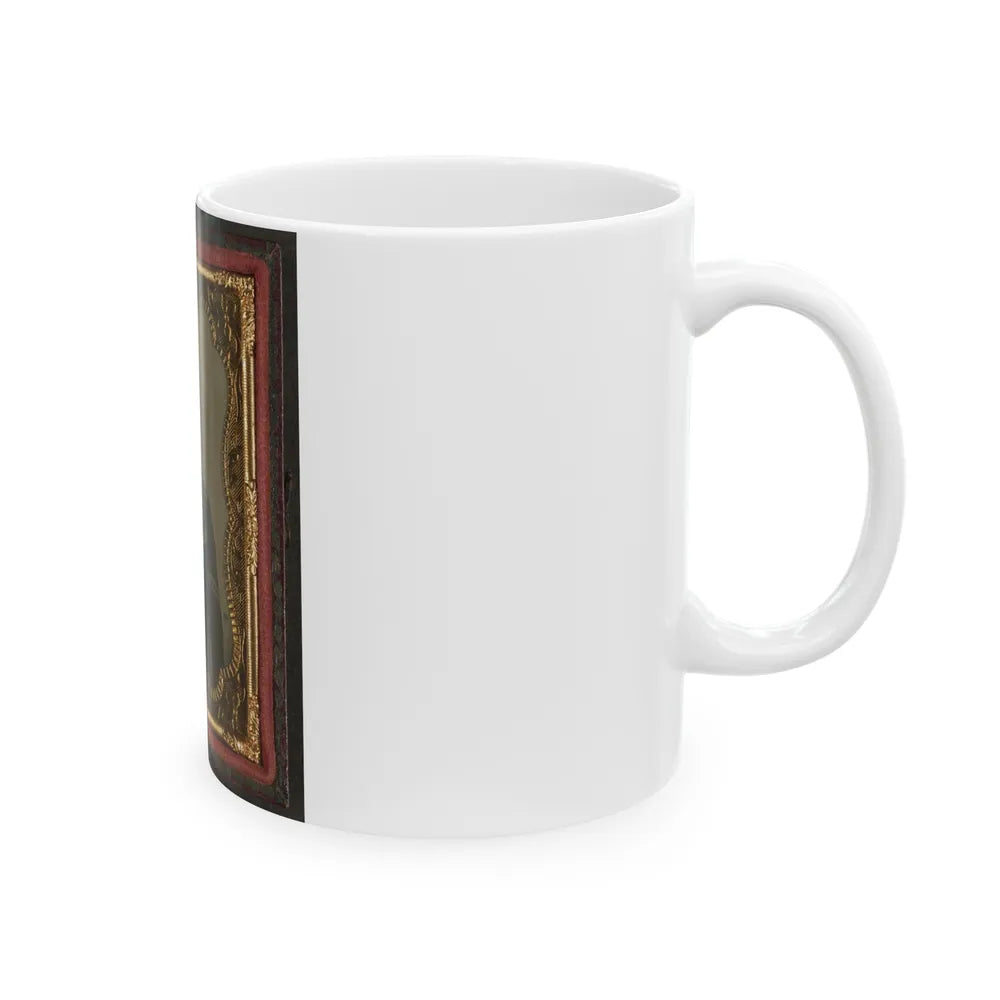 Unidentified Soldier In Union Corporal's Uniform Holding Colt Revolver To Chest (U.S. Civil War) White Coffee Mug-Go Mug Yourself