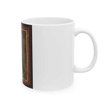 Unidentified Soldier In Union Corporal's Uniform Holding Colt Revolver To Chest (U.S. Civil War) White Coffee Mug-Go Mug Yourself