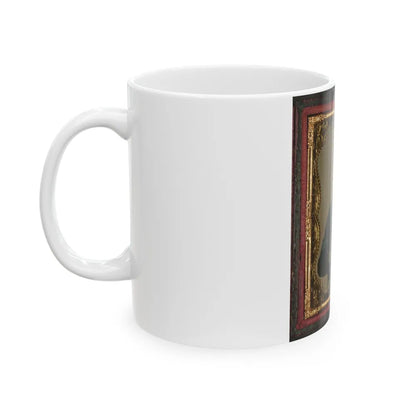 Unidentified Soldier In Union Corporal's Uniform Holding Colt Revolver To Chest (U.S. Civil War) White Coffee Mug-Go Mug Yourself