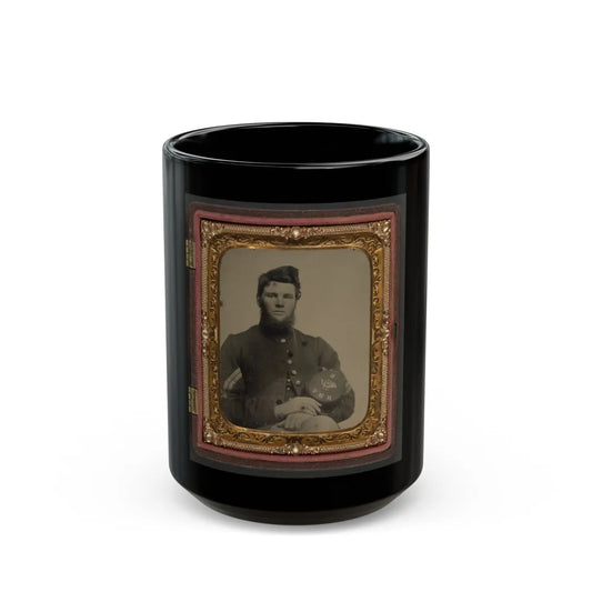 Unidentified Soldier In Union Corporal's Uniform Holding Company B, 15th New Hampshire Volunteers Kepi (U.S. Civil War) Black Coffee Mug-15oz-Go Mug Yourself