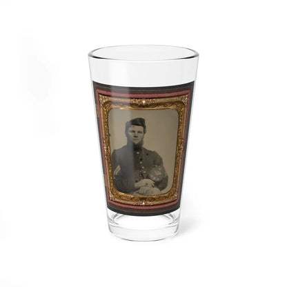 Unidentified Soldier In Union Corporal's Uniform Holding Company B, 15th New Hampshire Volunteers Kepi (U.S. Civil War) Pint Glass 16oz-16oz-Go Mug Yourself