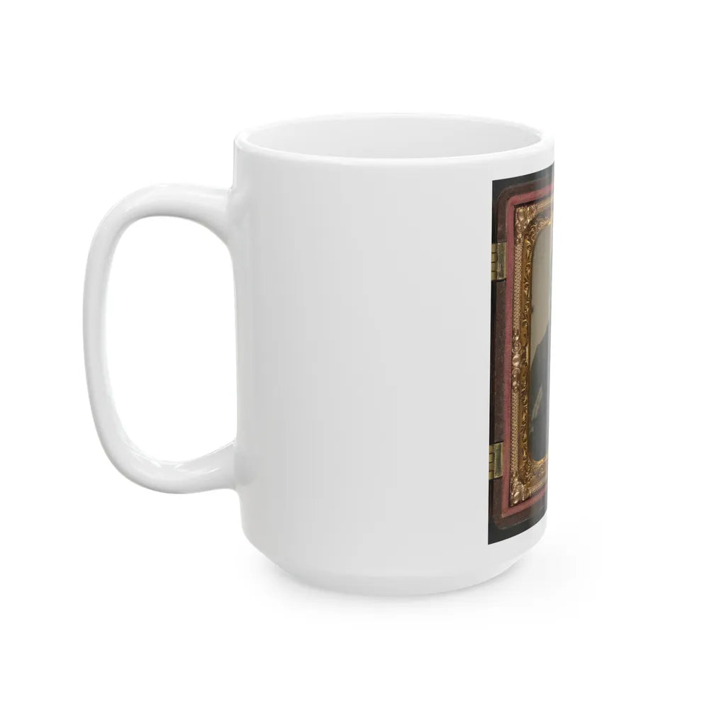Unidentified Soldier In Union Corporal's Uniform Holding Company B, 15th New Hampshire Volunteers Kepi (U.S. Civil War) White Coffee Mug-Go Mug Yourself