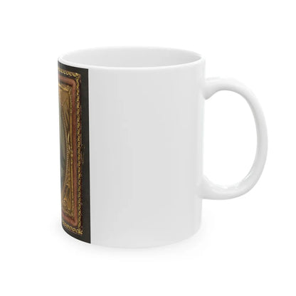 Unidentified Soldier In Union Corporal's Uniform Holding Revolver To Chest (U.S. Civil War) White Coffee Mug-Go Mug Yourself