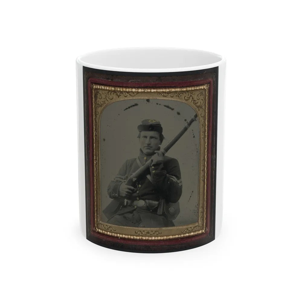 Unidentified Soldier In Union Corporal's Uniform, Infantry Kepi, And U.S. Belt Plate With Musket And Cartridge Box (U.S. Civil War) White Coffee Mug-11oz-Go Mug Yourself