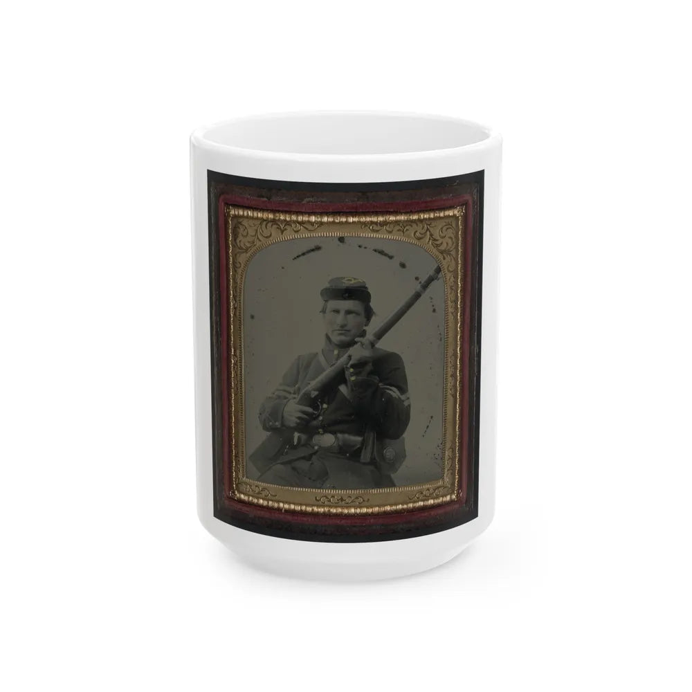 Unidentified Soldier In Union Corporal's Uniform, Infantry Kepi, And U.S. Belt Plate With Musket And Cartridge Box (U.S. Civil War) White Coffee Mug-15oz-Go Mug Yourself