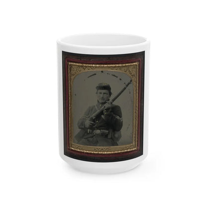 Unidentified Soldier In Union Corporal's Uniform, Infantry Kepi, And U.S. Belt Plate With Musket And Cartridge Box (U.S. Civil War) White Coffee Mug-15oz-Go Mug Yourself