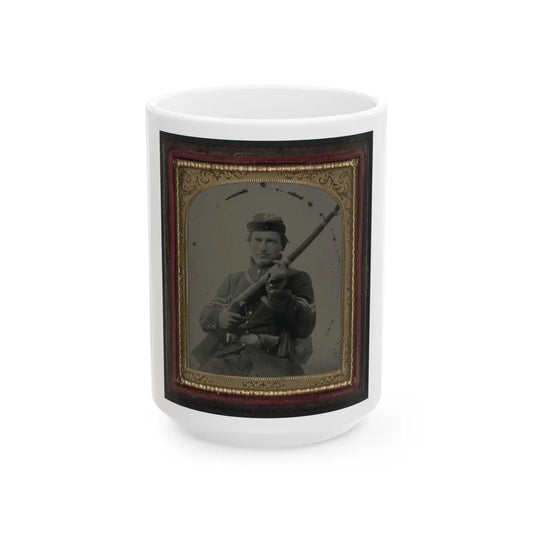 Unidentified Soldier In Union Corporal's Uniform, Infantry Kepi, And U.S. Belt Plate With Musket And Cartridge Box (U.S. Civil War) White Coffee Mug-15oz-Go Mug Yourself