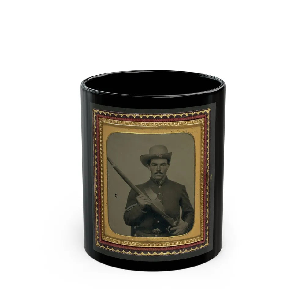 Unidentified Soldier In Union Corporal's Uniform With Musket (U.S. Civil War) Black Coffee Mug-11oz-Go Mug Yourself