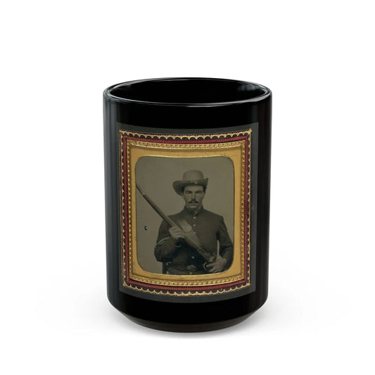 Unidentified Soldier In Union Corporal's Uniform With Musket (U.S. Civil War) Black Coffee Mug-15oz-Go Mug Yourself