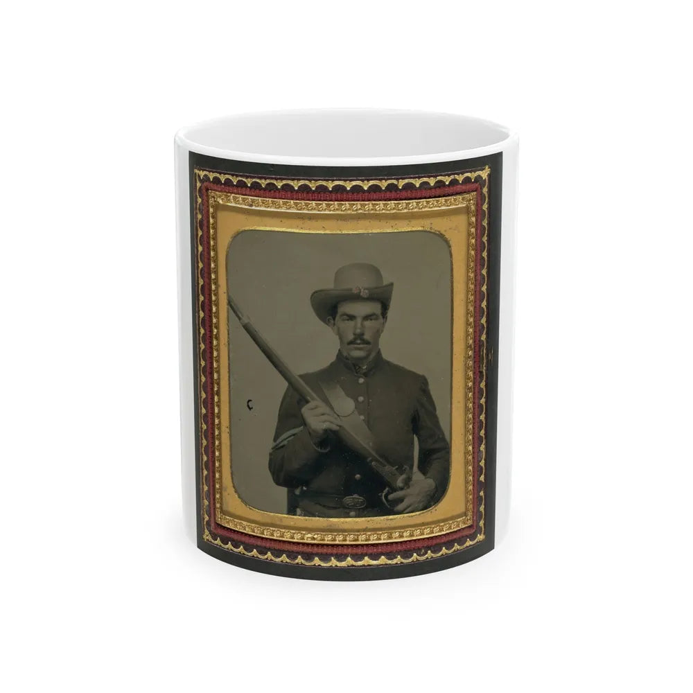 Unidentified Soldier In Union Corporal's Uniform With Musket (U.S. Civil War) White Coffee Mug-11oz-Go Mug Yourself