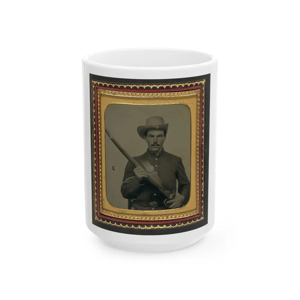 Unidentified Soldier In Union Corporal's Uniform With Musket (U.S. Civil War) White Coffee Mug-15oz-Go Mug Yourself