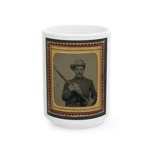 Unidentified Soldier In Union Corporal's Uniform With Musket (U.S. Civil War) White Coffee Mug-15oz-Go Mug Yourself