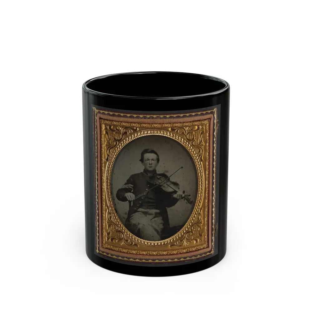 Unidentified Soldier In Union Corporal's Uniform With Viola (U.S. Civil War) Black Coffee Mug-11oz-Go Mug Yourself