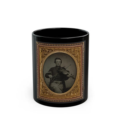 Unidentified Soldier In Union Corporal's Uniform With Viola (U.S. Civil War) Black Coffee Mug-11oz-Go Mug Yourself