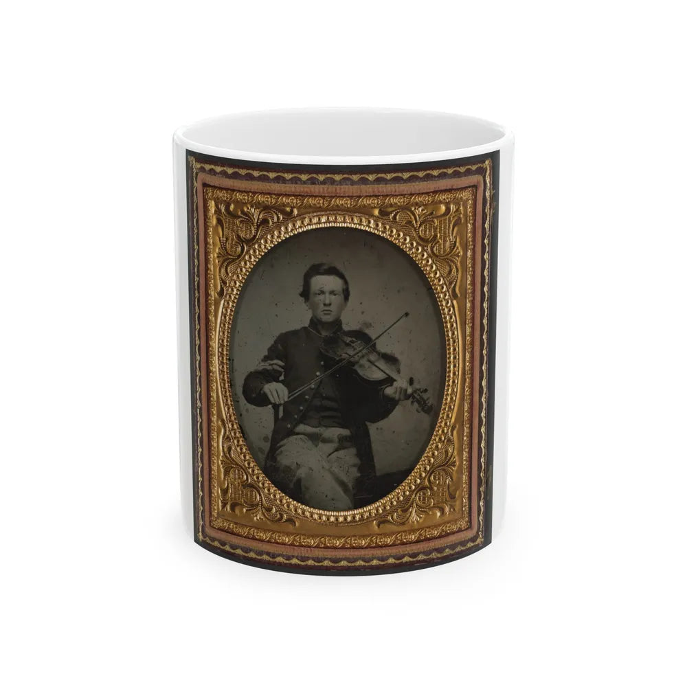 Unidentified Soldier In Union Corporal's Uniform With Viola (U.S. Civil War) White Coffee Mug-11oz-Go Mug Yourself