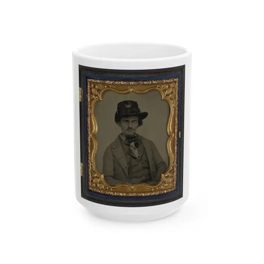 Unidentified Soldier In Union Engineer's Uniform With Hardee Hat (U.S. Civil War) White Coffee Mug 15oz - Go Mug Yourself