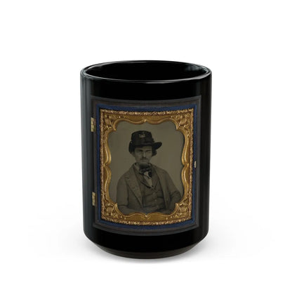 Unidentified Soldier In Union Engineer's Uniform With Hardee Hat (U.S. Civil War) Black Coffee Mug-15oz-Go Mug Yourself