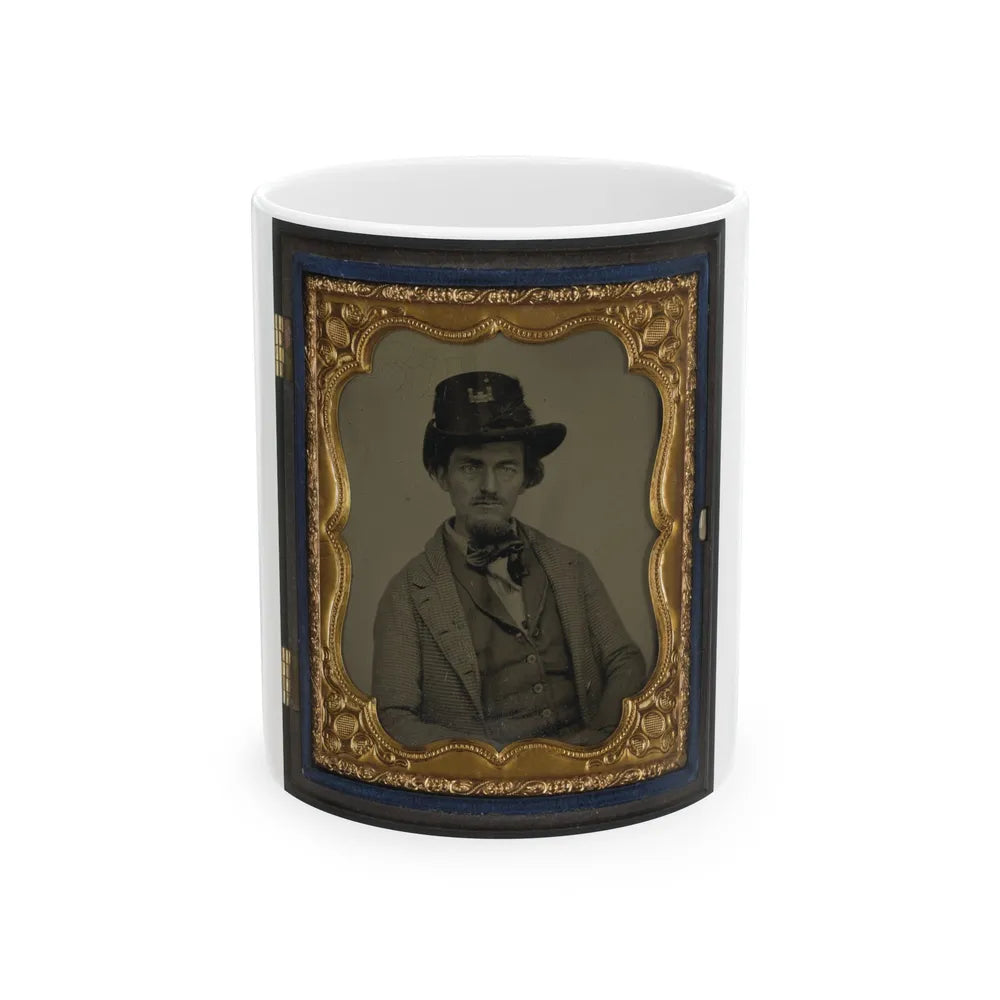 Unidentified Soldier In Union Engineer's Uniform With Hardee Hat (U.S. Civil War) White Coffee Mug-11oz-Go Mug Yourself