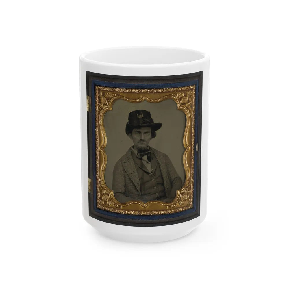 Unidentified Soldier In Union Engineer's Uniform With Hardee Hat (U.S. Civil War) White Coffee Mug-15oz-Go Mug Yourself