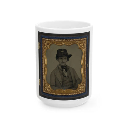 Unidentified Soldier In Union Engineer's Uniform With Hardee Hat (U.S. Civil War) White Coffee Mug-15oz-Go Mug Yourself