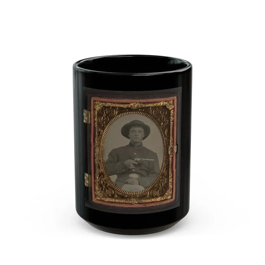 Unidentified Soldier In Union Enlistedman's Uniform And U.S. Beltplate With Marston Revolver (U.S. Civil War) Black Coffee Mug 15oz - Go Mug Yourself