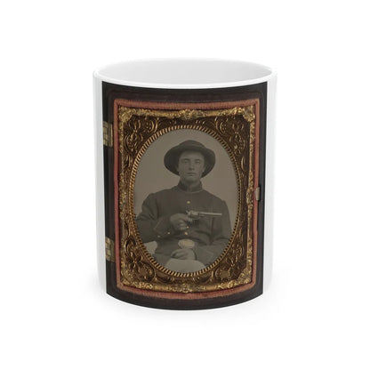 Unidentified Soldier In Union Enlistedman's Uniform And U.S. Beltplate With Marston Revolver (U.S. Civil War) White Coffee Mug-11oz-Go Mug Yourself