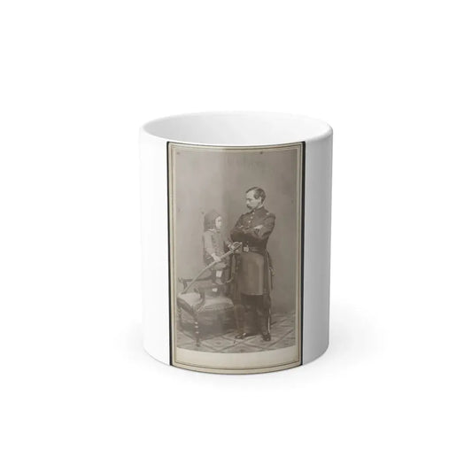 Unidentified Soldier in Union First Lieutenant's Uniform and Child in Zouave Uniform With Model 1860 Cavalry Saber (U.S. Civil War) Color Changing Coffee Mug 11oz Default Title 11oz - Go Mug Yourself