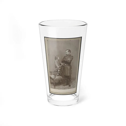 Unidentified Soldier In Union First Lieutenant's Uniform And Child In Zouave Uniform With Model 1860 Cavalry Saber (U.S. Civil War) Pint Glass 16oz 16oz - Go Mug Yourself