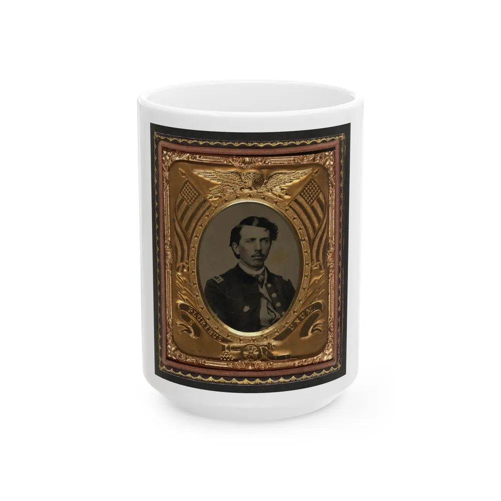 Unidentified Soldier In Union First Lieutenant Uniform With Badge Of 14th Corps Army Of The Cumberland (U.S. Civil War) White Coffee Mug-15oz-Go Mug Yourself