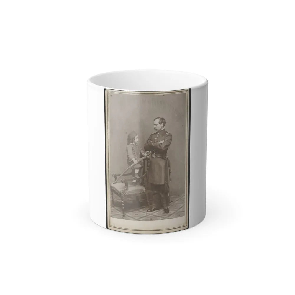 Unidentified Soldier in Union First Lieutenant's Uniform and Child in Zouave Uniform With Model 1860 Cavalry Saber (U.S. Civil War) Color Changing Coffee Mug 11oz-11oz-Go Mug Yourself