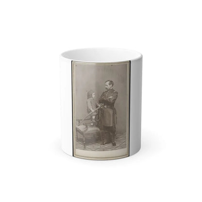 Unidentified Soldier in Union First Lieutenant's Uniform and Child in Zouave Uniform With Model 1860 Cavalry Saber (U.S. Civil War) Color Changing Coffee Mug 11oz-11oz-Go Mug Yourself