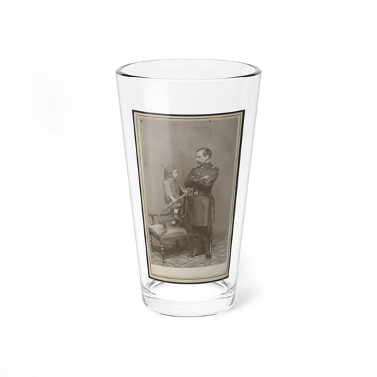 Unidentified Soldier In Union First Lieutenant's Uniform And Child In Zouave Uniform With Model 1860 Cavalry Saber (U.S. Civil War) Pint Glass 16oz-16oz-Go Mug Yourself