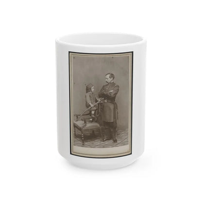 Unidentified Soldier In Union First Lieutenant's Uniform And Child In Zouave Uniform With Model 1860 Cavalry Saber (U.S. Civil War) White Coffee Mug-15oz-Go Mug Yourself