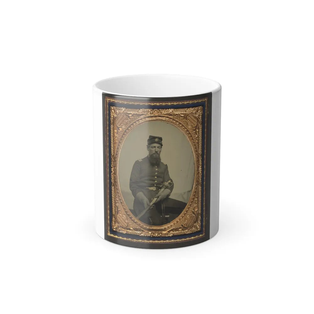 Unidentified Soldier in Union First Lieutenant's Uniform With U.S. Model 1850 Staff and Field Officer's Sword (U.S. Civil War) Color Changing Coffee Mug 11oz-11oz-Go Mug Yourself