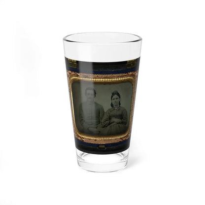 Unidentified Soldier In Union First Sergeant's Uniform And Unidentified Woman In Dress (U.S. Civil War) Pint Glass 16oz 16oz - Go Mug Yourself