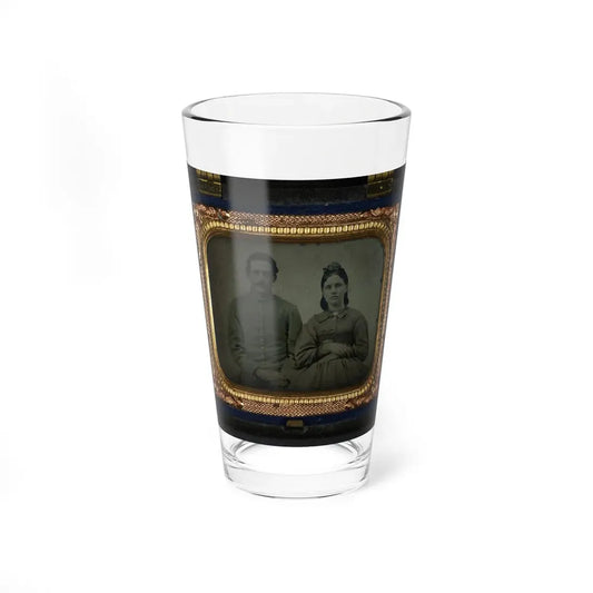 Unidentified Soldier In Union First Sergeant's Uniform And Unidentified Woman In Dress (U.S. Civil War) Pint Glass 16oz 16oz - Go Mug Yourself
