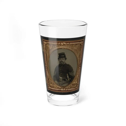 Unidentified Soldier In Union First Sergeant's Uniform With Militia Sword And Revolver (U.S. Civil War) Pint Glass 16oz 16oz - Go Mug Yourself