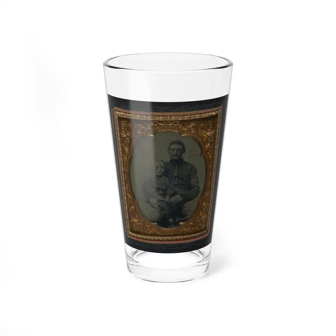 Unidentified Soldier In Union First Sergeant's Uniform With Small Child On Lap (U.S. Civil War) Pint Glass 16oz 16oz - Go Mug Yourself